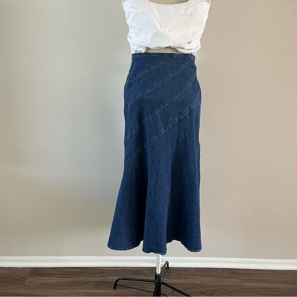 Y2K Plus Size Denim Rhinestone Detail Maxi Skirt Women’s Size XXL Western Rodeo - Picture 4 of 7